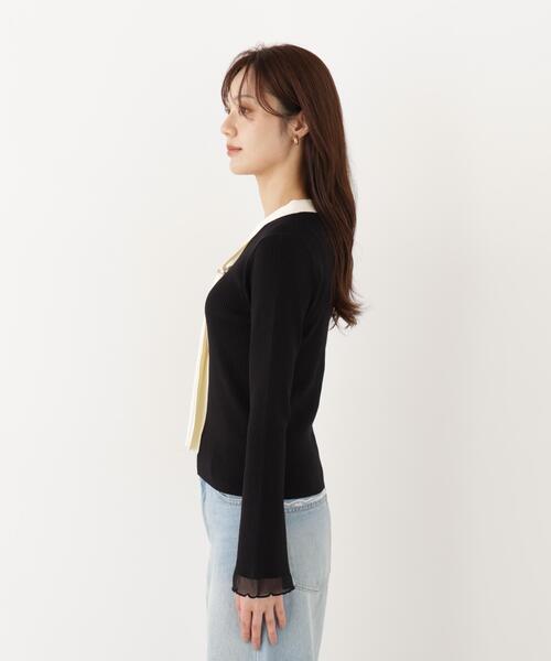 PROPORTION BODY DRESSING(プロポーションボディドレッシング)の「タイ付き部分シアーニット / 1216270900(ニット/セーター・レディース・ホワイト系その他/ブラック/ピンク・MEDIUM/SMALL)」の9枚目の写真