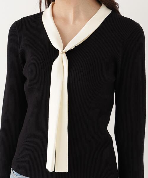PROPORTION BODY DRESSING(プロポーションボディドレッシング)の「タイ付き部分シアーニット / 1216270900(ニット/セーター・レディース・ホワイト系その他/ブラック/ピンク・MEDIUM/SMALL)」の11枚目の写真