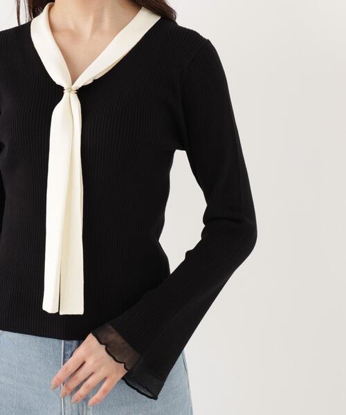 PROPORTION BODY DRESSING(プロポーションボディドレッシング)の「タイ付き部分シアーニット / 1216270900(ニット/セーター・レディース・ホワイト系その他/ブラック/ピンク・MEDIUM/SMALL)」の12枚目の写真