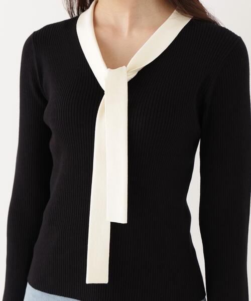 PROPORTION BODY DRESSING(プロポーションボディドレッシング)の「タイ付き部分シアーニット / 1216270900(ニット/セーター・レディース・ホワイト系その他/ブラック/ピンク・MEDIUM/SMALL)」の14枚目の写真