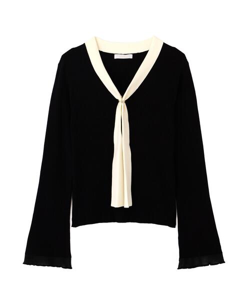 PROPORTION BODY DRESSING(プロポーションボディドレッシング)の「タイ付き部分シアーニット / 1216270900(ニット/セーター・レディース・ホワイト系その他/ブラック/ピンク・MEDIUM/SMALL)」の15枚目の写真