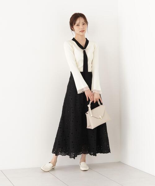 PROPORTION BODY DRESSING(プロポーションボディドレッシング)の「タイ付き部分シアーニット / 1216270900(ニット/セーター・レディース・ホワイト系その他/ブラック/ピンク・MEDIUM/SMALL)」の18枚目の写真
