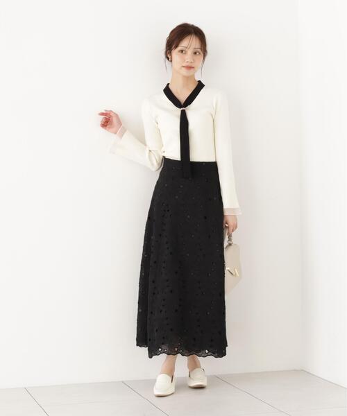 PROPORTION BODY DRESSING(プロポーションボディドレッシング)の「タイ付き部分シアーニット / 1216270900(ニット/セーター・レディース・ホワイト系その他/ブラック/ピンク・MEDIUM/SMALL)」の19枚目の写真