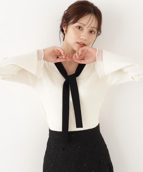 PROPORTION BODY DRESSING(プロポーションボディドレッシング)の「タイ付き部分シアーニット / 1216270900(ニット/セーター・レディース・ホワイト系その他/ブラック/ピンク・MEDIUM/SMALL)」の21枚目の写真