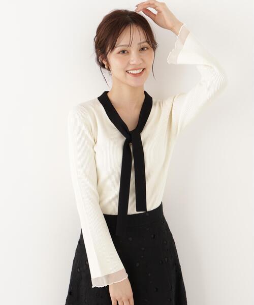 PROPORTION BODY DRESSING(プロポーションボディドレッシング)の「タイ付き部分シアーニット / 1216270900(ニット/セーター・レディース・ホワイト系その他/ブラック/ピンク・MEDIUM/SMALL)」の22枚目の写真