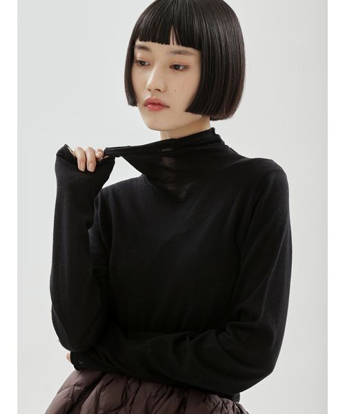 emmi(エミ)の「オーガニックコットンハイネックニットプルオーバー(ニット/セーター・レディース・ホワイト/ライトブルー/ブラック・F)」の9枚目の写真