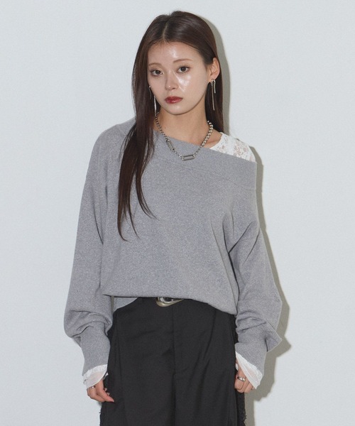 PAGEBOY(ページボーイ)の「【マシンウォッシャブル】メロウタッチニットプルオーバー(ニット/セーター・レディース・オフホワイト/ブラック/ローズ/グレー・FREE)」の1枚目の写真