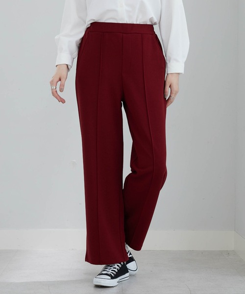 BELLUNA PLUS（ベルーナ）の「ジョーゼット素材ワイドパンツ６２丈（その他パンツ・レディース・ブラック/アイボリー/グリーン/レッド・SMALL/MEDIUM/LARGE/X-LARGE）」の4枚目の写真