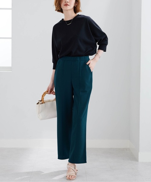 BELLUNA PLUS（ベルーナ）の「ジョーゼット素材ワイドパンツ６２丈（その他パンツ・レディース・ブラック/アイボリー/グリーン/レッド・SMALL/MEDIUM/LARGE/X-LARGE）」の19枚目の写真