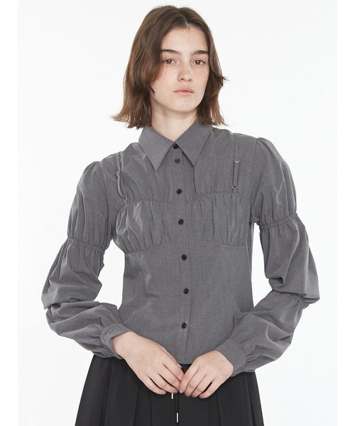 SORIN(ソリン )の「Bustier Design Shirt / ビスチェデザインシャツ(シャツ/ブラウス・レディース・ダークグレー/ブラック/ホワイト・38)」の3枚目の写真