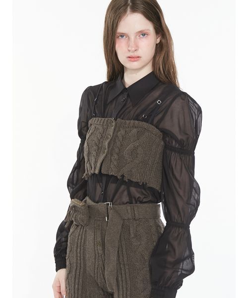 SORIN(ソリン )の「Bustier Design Shirt / ビスチェデザインシャツ(シャツ/ブラウス・レディース・ダークグレー/ブラック/ホワイト・38)」の2枚目の写真