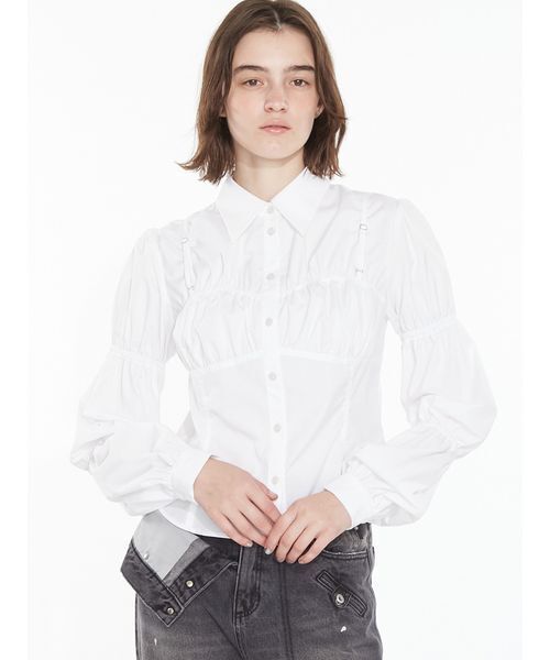 SORIN(ソリン )の「Bustier Design Shirt / ビスチェデザインシャツ(シャツ/ブラウス・レディース・ダークグレー/ブラック/ホワイト・38)」の4枚目の写真