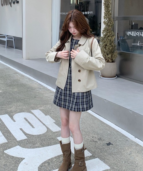 Sibra(シブラ)の「韓国風レトロガーリー ギャザーデザインルーズジャケット/ライトアウター(その他アウター・レディース・ベージュ/ネイビー/ピンク/アイボリー・M)」の9枚目の写真