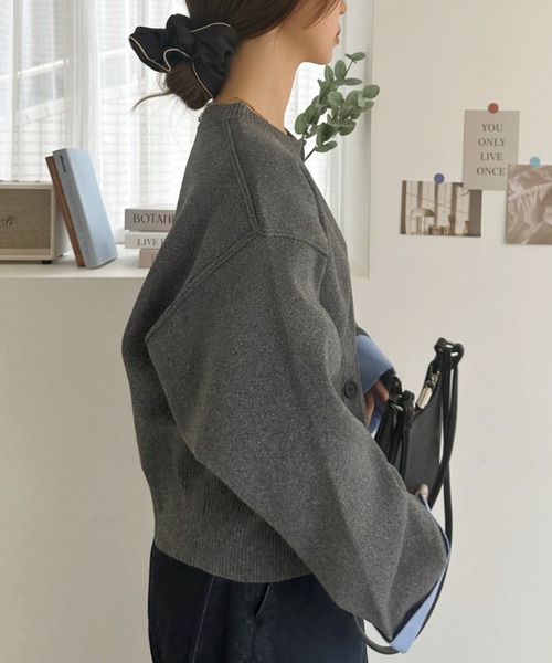 Eclat one(エクラワン)の「【もっちり滑らかな高見えニット】レイヤード風クルーネックニットカーディガン(カーディガン/ボレロ・レディース・チャコールグレー/ブラウン/ブラック・FREE)」の19枚目の写真
