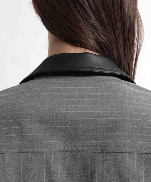 HARE（ハレ）の「【合成皮革】エリレザーファイヤーマンバックルカイキンシャツ(HARE)（シャツ/ブラウス・メンズ・グリーン/グレー系その他/ブラック・FREE）」の17枚目の写真