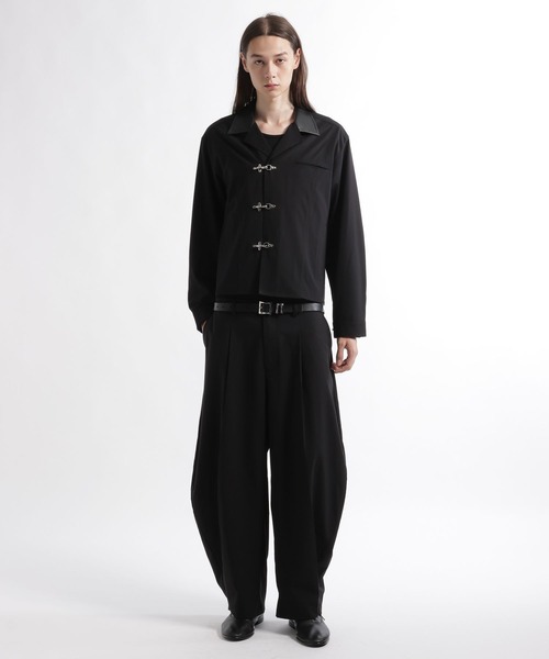 HARE（ハレ）の「【合成皮革】エリレザーファイヤーマンバックルカイキンシャツ(HARE)（シャツ/ブラウス・メンズ・グリーン/グレー系その他/ブラック・FREE）」の6枚目の写真