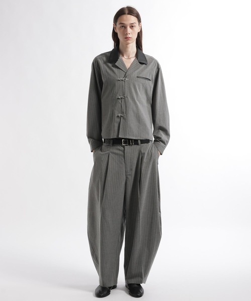 HARE（ハレ）の「【合成皮革】エリレザーファイヤーマンバックルカイキンシャツ(HARE)（シャツ/ブラウス・メンズ・グリーン/グレー系その他/ブラック・FREE）」の7枚目の写真