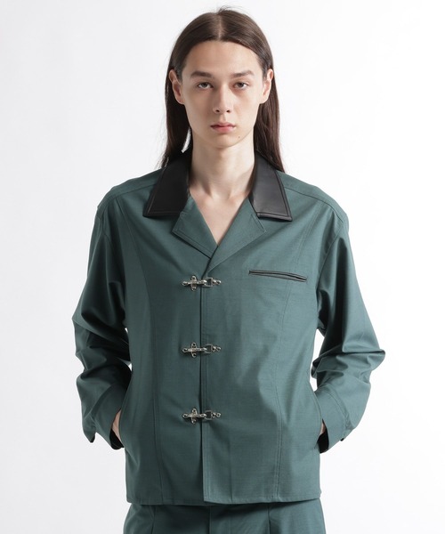 HARE（ハレ）の「【合成皮革】エリレザーファイヤーマンバックルカイキンシャツ(HARE)（シャツ/ブラウス・メンズ・グリーン/グレー系その他/ブラック・FREE）」の19枚目の写真