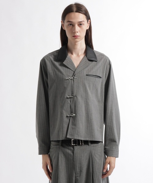 HARE（ハレ）の「【合成皮革】エリレザーファイヤーマンバックルカイキンシャツ(HARE)（シャツ/ブラウス・メンズ・グリーン/グレー系その他/ブラック・FREE）」の21枚目の写真
