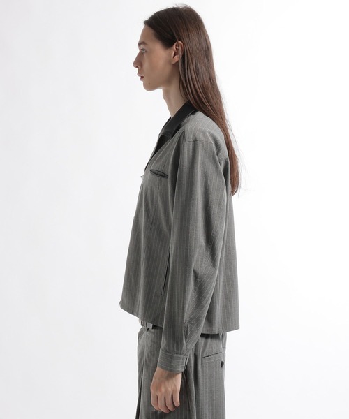 HARE（ハレ）の「【合成皮革】エリレザーファイヤーマンバックルカイキンシャツ(HARE)（シャツ/ブラウス・メンズ・グリーン/グレー系その他/ブラック・FREE）」の22枚目の写真