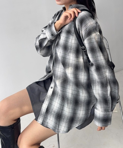 AS KNOW AS plus(アズノゥアズプラス)の「☆ビッグサイズ 3WAYアレンジチェックシャツ(シャツ/ブラウス・レディース・レッド系/ブラック系/ブラウン系/グレー系・FREE)」の10枚目の写真