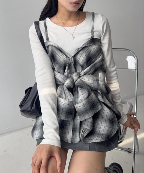AS KNOW AS plus(アズノゥアズプラス)の「☆ビッグサイズ 3WAYアレンジチェックシャツ(シャツ/ブラウス・レディース・レッド系/ブラック系/ブラウン系/グレー系・FREE)」の13枚目の写真