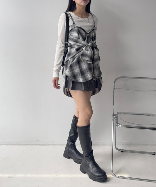 AS KNOW AS plus(アズノゥアズプラス)の「☆ビッグサイズ 3WAYアレンジチェックシャツ(シャツ/ブラウス・レディース・レッド系/ブラック系/ブラウン系/グレー系・FREE)」の15枚目の写真