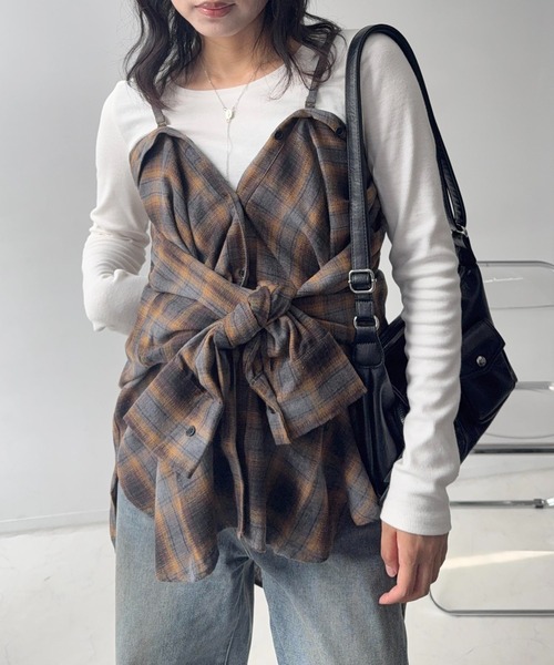 AS KNOW AS plus(アズノゥアズプラス)の「☆ビッグサイズ 3WAYアレンジチェックシャツ(シャツ/ブラウス・レディース・レッド系/ブラック系/ブラウン系/グレー系・FREE)」の19枚目の写真