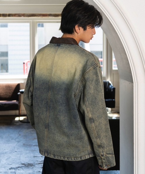 WEGO(ウィゴー)の「WEGO/【26年秋冬新作】カバーオールジャケット(デニムジャケット・メンズ・スカイブルー/ブラック系3・MEDIUM/LARGE)」の13枚目の写真