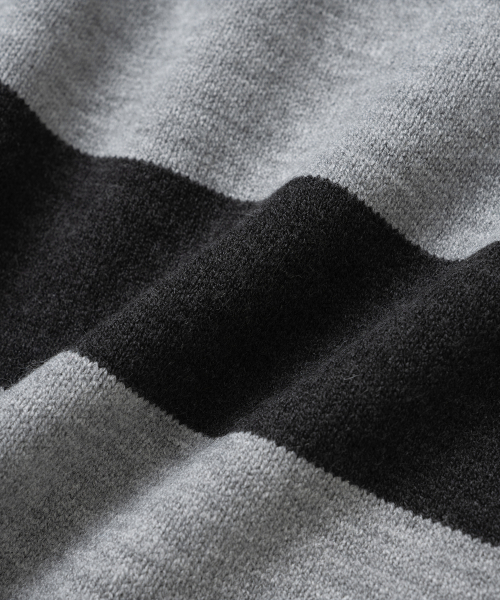 KNITTED(ニッティド)の「(ユニセックス) ストライプラグビー襟ニット ブラック(ニット/セーター・メンズ・その他・FREE/MEDIUM/LARGE/X-LARGE)」の4枚目の写真