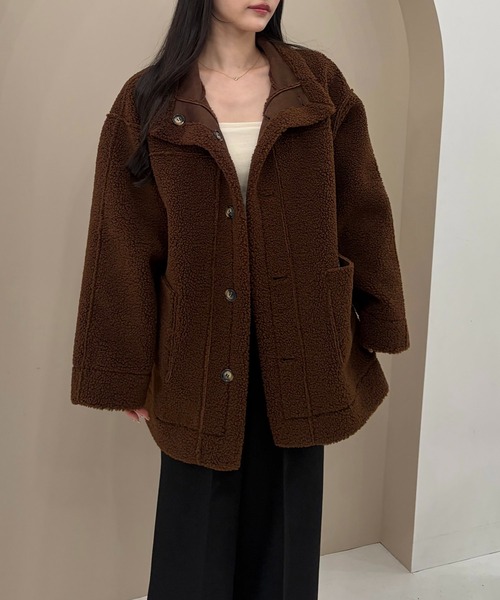 SOELA(ソエラ)の「【SOELA】リバーシブルボアムートンコート/WEB限定(ムートンコート・レディース・ブラック/モカ/ブラウン・M)」の2枚目の写真