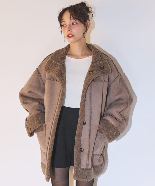 SOELA(ソエラ)の「【SOELA】リバーシブルボアムートンコート/WEB限定(ムートンコート・レディース・ブラック/モカ/ブラウン・M)」の3枚目の写真