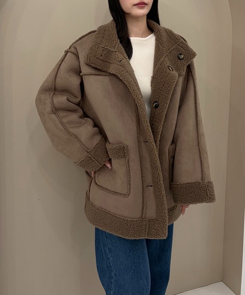 SOELA(ソエラ)の「【SOELA】リバーシブルボアムートンコート/WEB限定(ムートンコート・レディース・ブラック/モカ/ブラウン・M)」の22枚目の写真