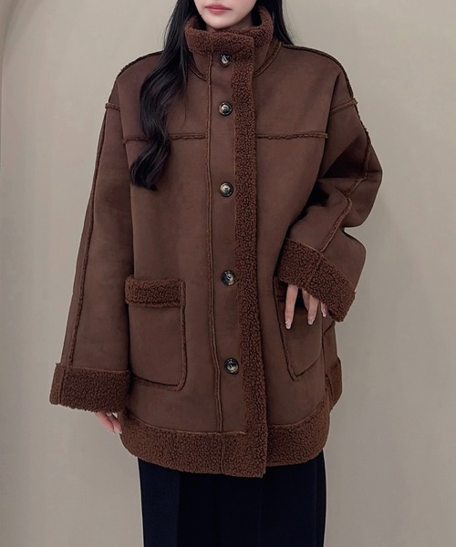 SOELA(ソエラ)の「【SOELA】リバーシブルボアムートンコート/WEB限定(ムートンコート・レディース・ブラック/モカ/ブラウン・M)」の12枚目の写真