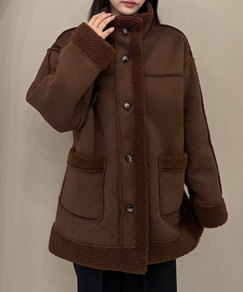 SOELA(ソエラ)の「【SOELA】リバーシブルボアムートンコート/WEB限定(ムートンコート・レディース・ブラック/モカ/ブラウン・M)」の13枚目の写真