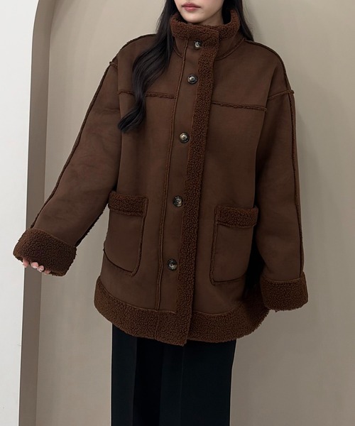 SOELA(ソエラ)の「【SOELA】リバーシブルボアムートンコート/WEB限定(ムートンコート・レディース・ブラック/モカ/ブラウン・M)」の14枚目の写真