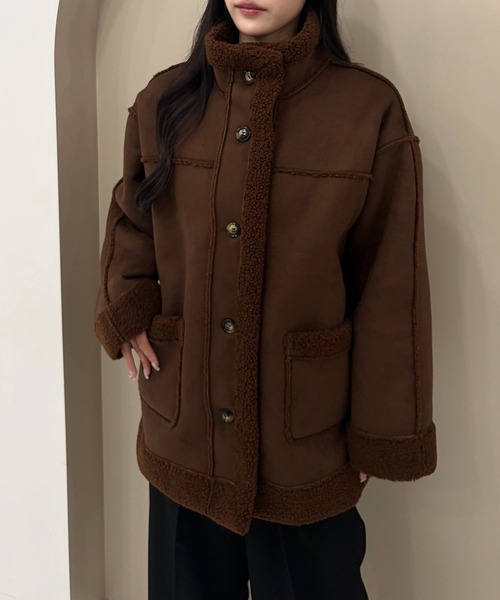 SOELA(ソエラ)の「【SOELA】リバーシブルボアムートンコート/WEB限定(ムートンコート・レディース・ブラック/モカ/ブラウン・M)」の15枚目の写真