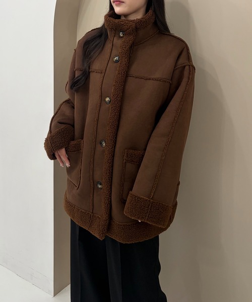 SOELA(ソエラ)の「【SOELA】リバーシブルボアムートンコート/WEB限定(ムートンコート・レディース・ブラック/モカ/ブラウン・M)」の16枚目の写真