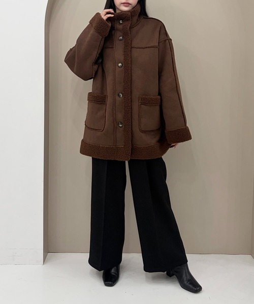 SOELA(ソエラ)の「【SOELA】リバーシブルボアムートンコート/WEB限定(ムートンコート・レディース・ブラック/モカ/ブラウン・M)」の19枚目の写真