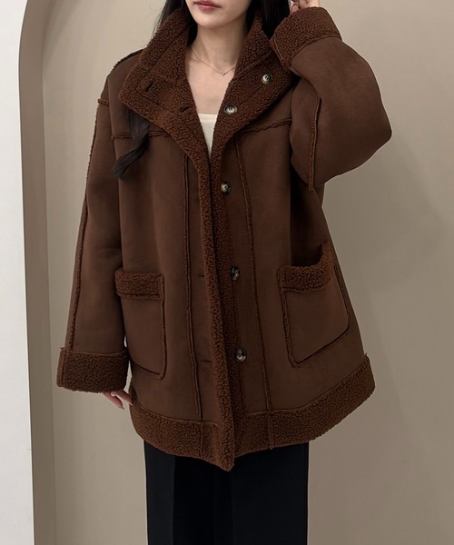 SOELA(ソエラ)の「【SOELA】リバーシブルボアムートンコート/WEB限定(ムートンコート・レディース・ブラック/モカ/ブラウン・M)」の17枚目の写真