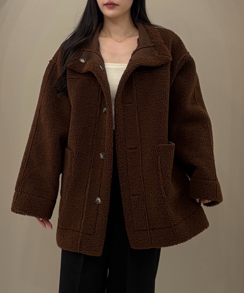 SOELA(ソエラ)の「【SOELA】リバーシブルボアムートンコート/WEB限定(ムートンコート・レディース・ブラック/モカ/ブラウン・M)」の20枚目の写真