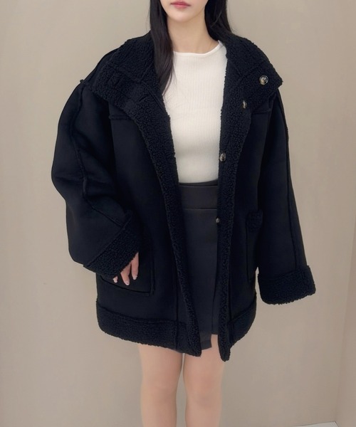 SOELA(ソエラ)の「【SOELA】リバーシブルボアムートンコート/WEB限定(ムートンコート・レディース・ブラック/モカ/ブラウン・M)」の6枚目の写真