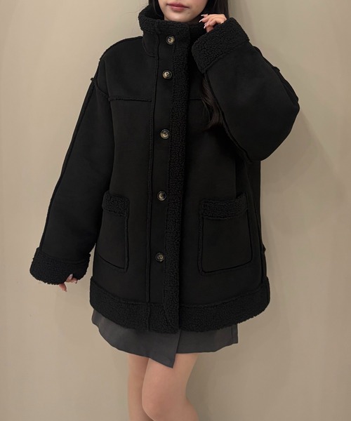 SOELA(ソエラ)の「【SOELA】リバーシブルボアムートンコート/WEB限定(ムートンコート・レディース・ブラック/モカ/ブラウン・M)」の7枚目の写真