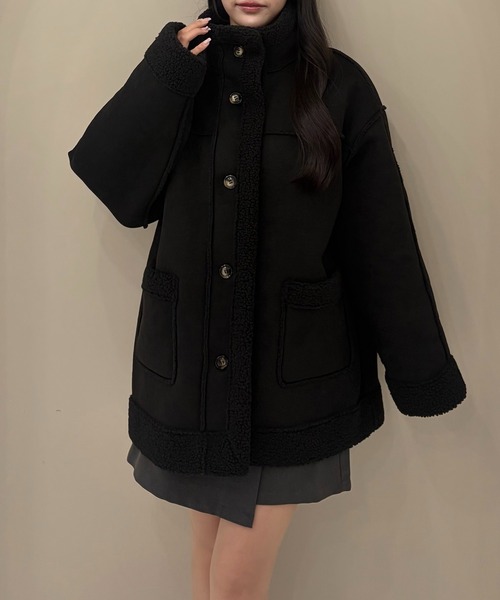 SOELA(ソエラ)の「【SOELA】リバーシブルボアムートンコート/WEB限定(ムートンコート・レディース・ブラック/モカ/ブラウン・M)」の8枚目の写真