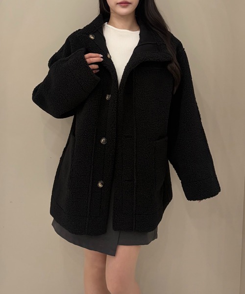 SOELA(ソエラ)の「【SOELA】リバーシブルボアムートンコート/WEB限定(ムートンコート・レディース・ブラック/モカ/ブラウン・M)」の9枚目の写真