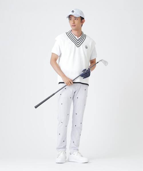 PEARLY GATES(パーリーゲイツ)の「14GWJQ針抜きVネックニットベスト (MENS)(ニット/セーター・メンズ・ダークブルー/ホワイト/ネイビー・MEDIUM/LARGE/X-LARGE)」の6枚目の写真