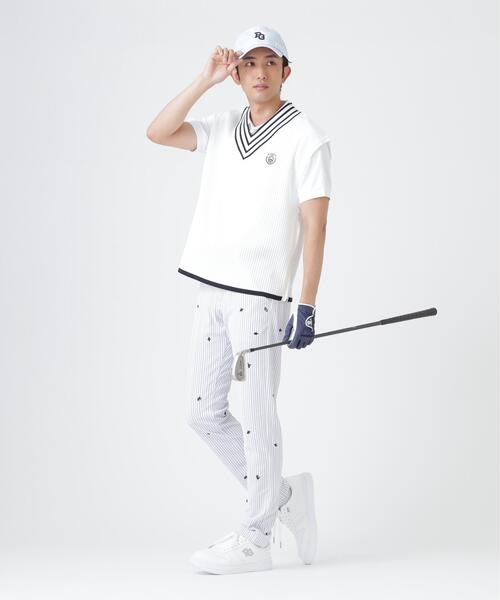 PEARLY GATES(パーリーゲイツ)の「14GWJQ針抜きVネックニットベスト (MENS)(ニット/セーター・メンズ・ダークブルー/ホワイト/ネイビー・MEDIUM/LARGE/X-LARGE)」の7枚目の写真