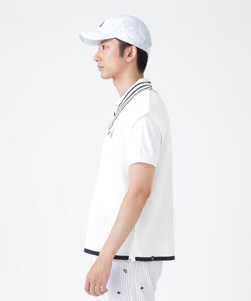 PEARLY GATES(パーリーゲイツ)の「14GWJQ針抜きVネックニットベスト (MENS)(ニット/セーター・メンズ・ダークブルー/ホワイト/ネイビー・MEDIUM/LARGE/X-LARGE)」の9枚目の写真