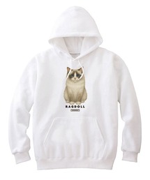 Moftique(モフティック) プルパーカー スウェット 裏毛 ラグドール キャット ペット アニマル プリント トップス レディース ユニセックス
