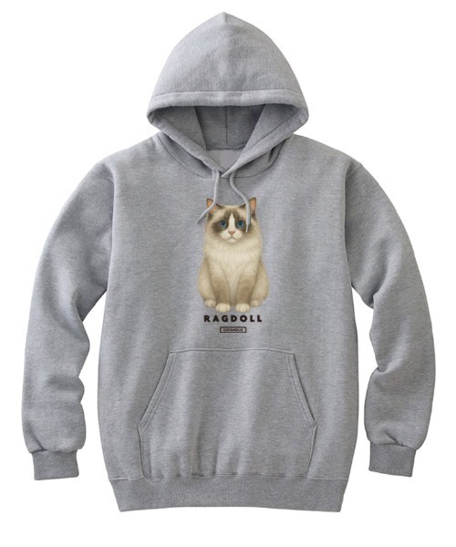 Moftique(モフティック)の「Moftique(モフティック) プルパーカー スウェット 裏毛 ラグドール キャット ペット アニマル プリント トップス レディース ユニセックス(パーカー・レディース・ホワイト/ブラック/ヘザーグレー・S/XS)」の3枚目の写真